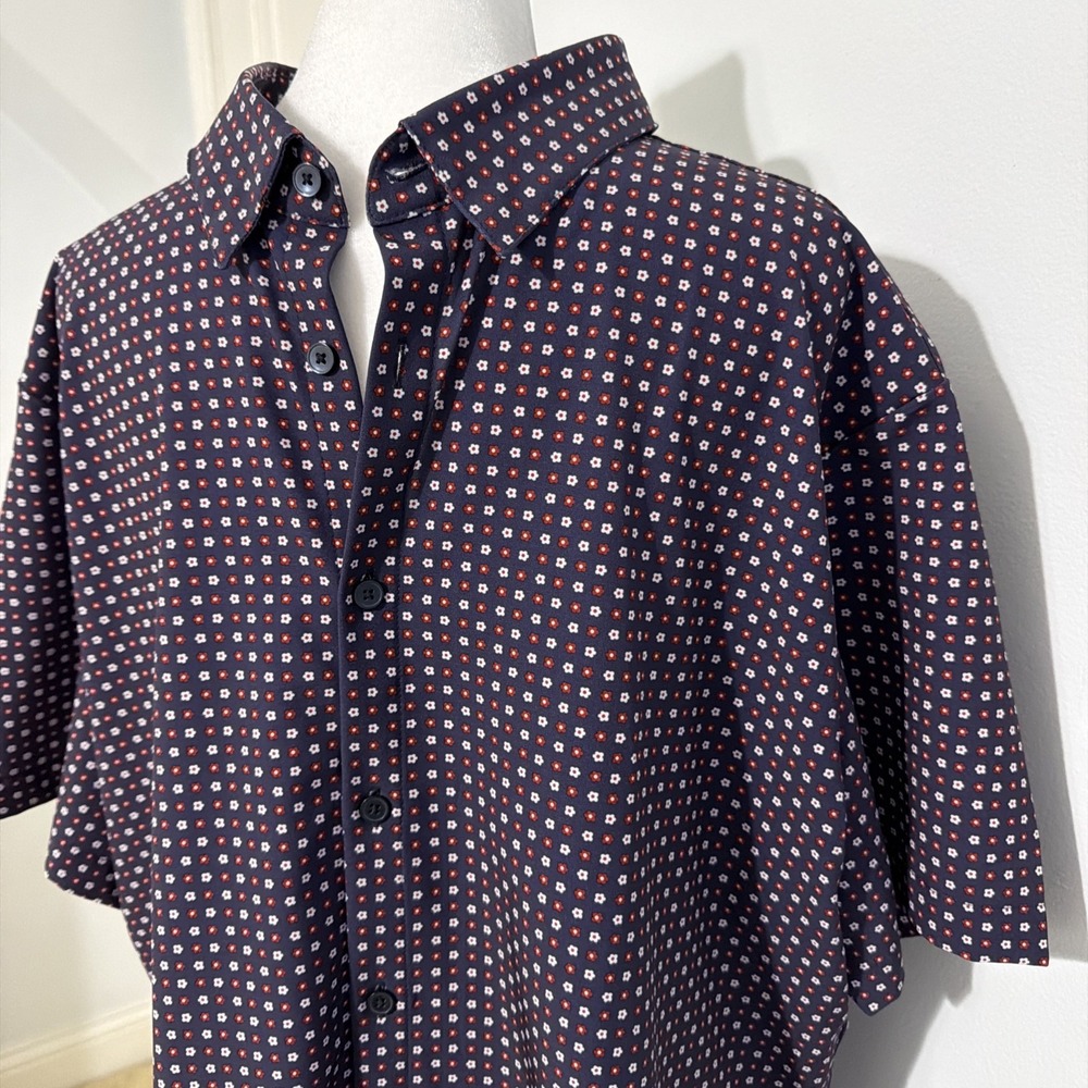 Mizzen+Main Leeward TRIM FIT Short Sleeve Shirt Mens XL White Blue Button Down